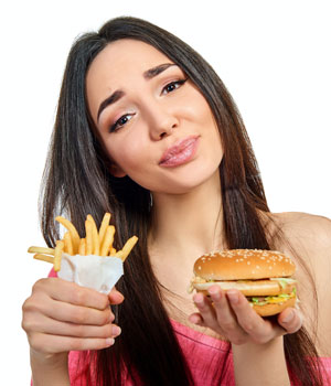 fast food habit woman with burger
