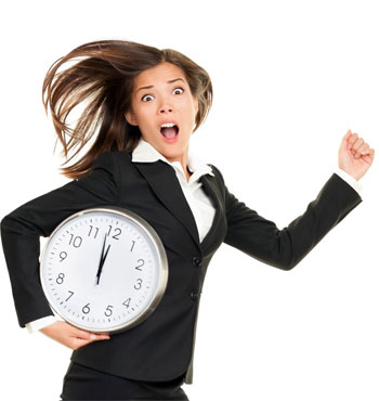 too busy to work out woman with clock